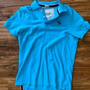 Abercrombie & Fitch teal muscle polo